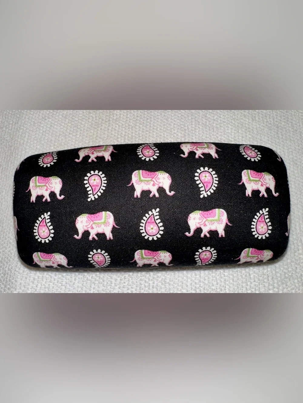 Vera Bradley Black Eyeglass Case with Pink Elephant Print